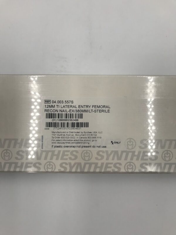 SYNTHES 04.003.557S 12mm TI Lateral Entry Femoral Recon Nail-ex/380mm/lt Sterile (X)