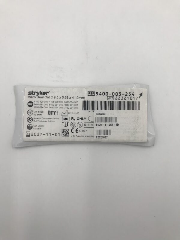 STRYKER INSTRUMENTS 5400-003-254 Micro Dual Cut (19.5 X 0.38 X 41.0mm) (ID)