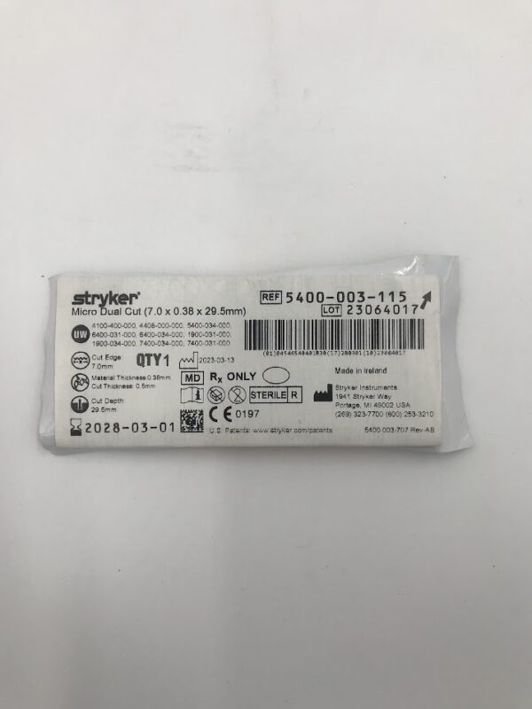 STRYKER INSTRUMENTS 5400-003-115 Micro Dual Cut (7.0 X 0.38 X 29.5mm)