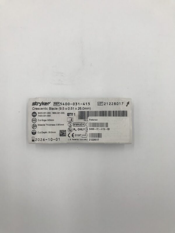 STRYKER INSTRUMENTS 5400-031-415 Crescentic Blade (9.5 X 0.51 X 26.0mm)