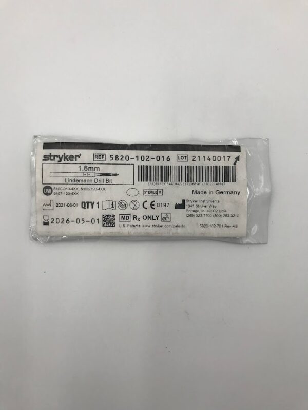 STRYKER INSTRUMENTS 5820-102-016 1.6mm Lindemann Drill Bit