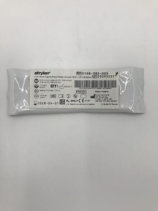 STRYKER INSTRUMENTS 2108-382-003 2108 Series Sagittal Blade Flared, Ground (18.5 x 1.27 x 90.5mm)