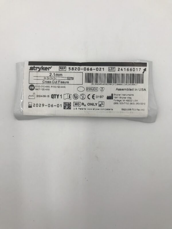 STRYKER INSTRUMENTS 5820-066-021 Cross-Cut Fissure Bur (2.1mm Diameter)