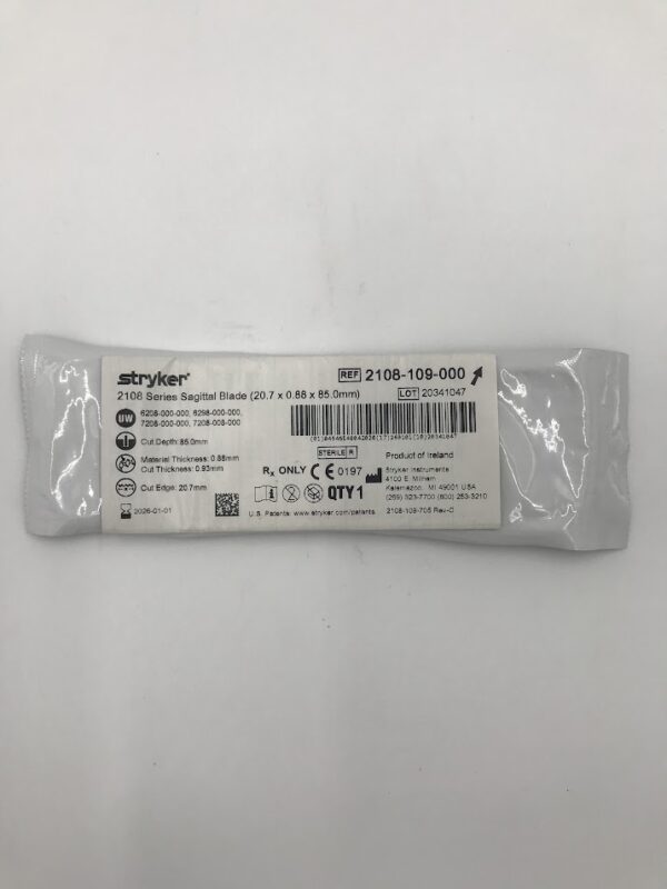 STRYKER INSTRUMENTS 2108‑109‑000 Sagittal Blade Medium Long