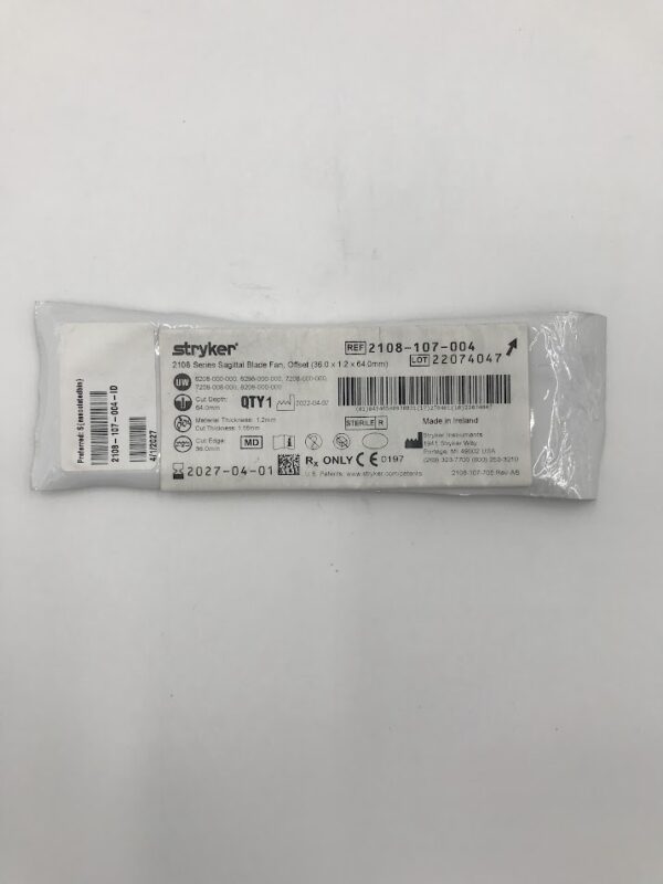 STRYKER INSTRUMENTS 2108‑107‑004 2108 Series Sagittal Blade Fan, Offset (36.0 x 1.2 x 64.0mm)