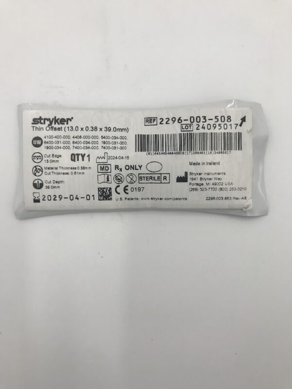 STRYKER 2296-003-508 Thin Offset (13.0 x 0.38 x 39.0mm)
