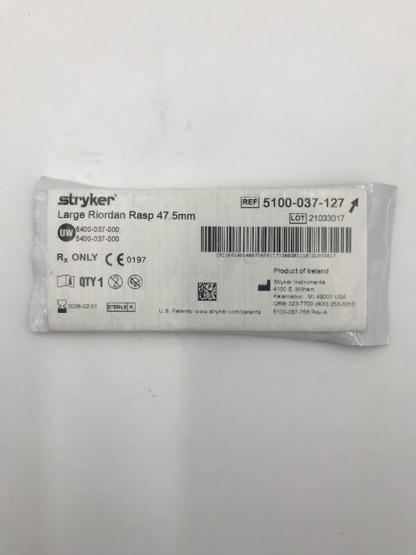 STRYKER INSTRUMENTS 5100-037-127 Large Riordan Rasp 47.5mm