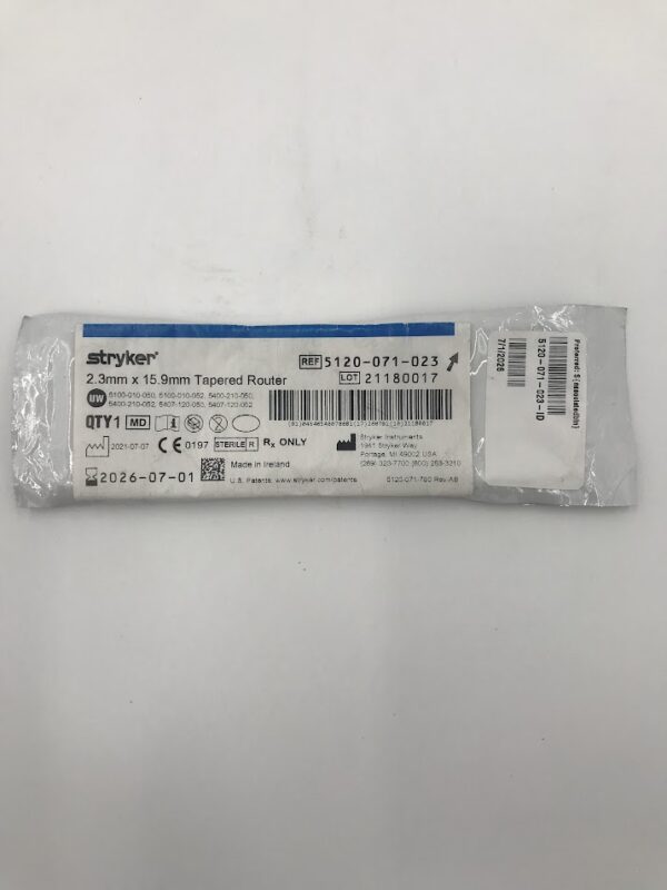 STRYKER INSTRUMENTS 5120-071-023 2.3mm x 15.9mm Tapered Router