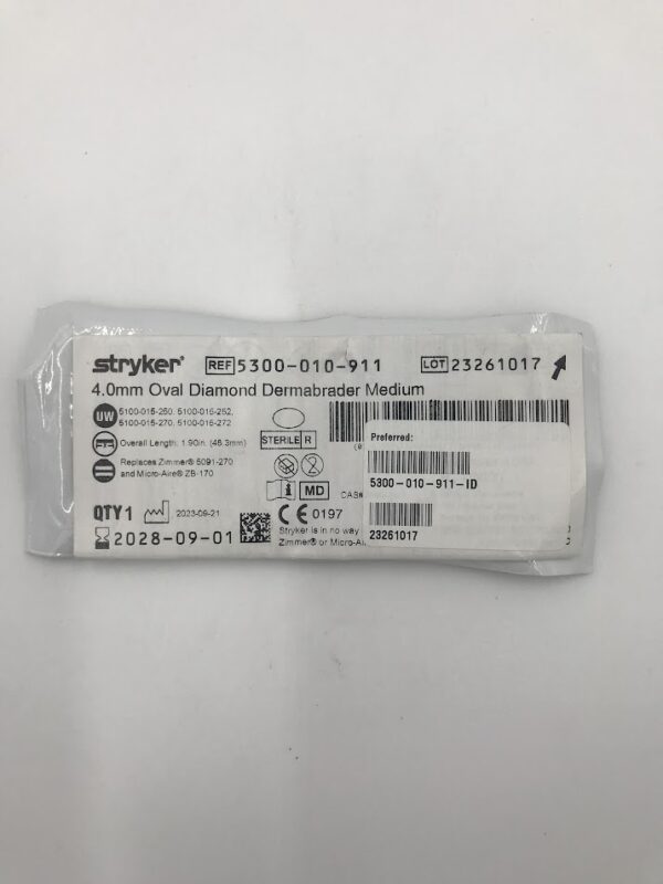STRYKER INSTRUMENTS 5300-010-911 4.0mm Oval Diamond Dermabrader Medium