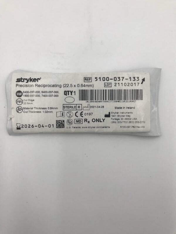 STRYKER INSTRUMENTS 5100-037-133 Precision Reciprocating (22.5 x 0.64mm)