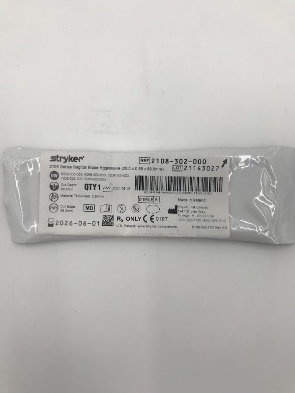 STRYKER INSTRUMENTS 2108-302-000 Aggressive Tooth Blade Wide Medium Long