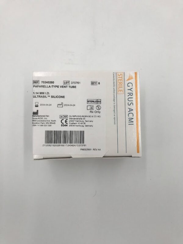 GYRUS 70240280 Paparella-Type Vent Tube 1.14mm Ultrasil Silicone (6/Box)