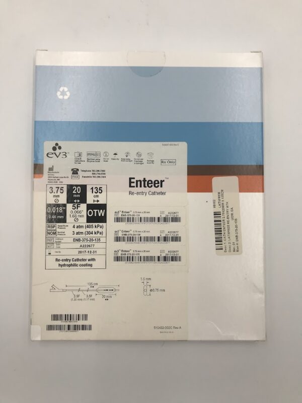 EV3 ENB-375-20-135 Enteer Re-Entry Catheter 3.75mm 20mm 135cm 0.018 OTW (X)
