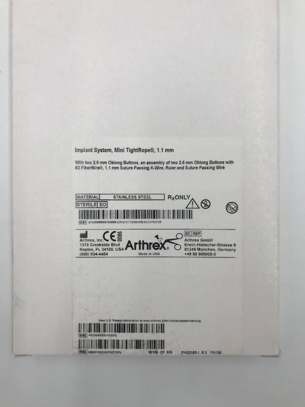 ARTHREX AR-8914DS Implant System Mini TightRope with 2.6mm Oblong Buttons (X)