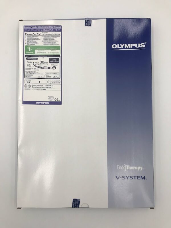 OLYMPUS KD-VC631Q-07301A Clevercut 3 V Single Use Preloaded Sphincterotome V (Distal Wireguided) Guidewire Length: 2700Mm Adaptable Type: 0.025" Preloaded Angled 3.9Fr 30Mm C-Channel