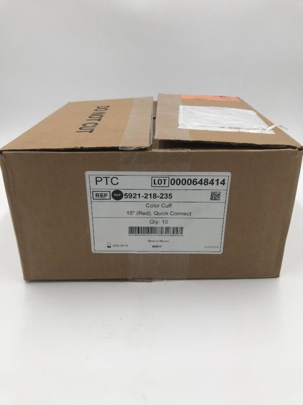 STRYKER 5921-218-235 Color Cuff (Red) Disposable Tourniquet Cuff 18in x 4in Single Bladder Dual Port and Quick Connect Connector (Box/10)