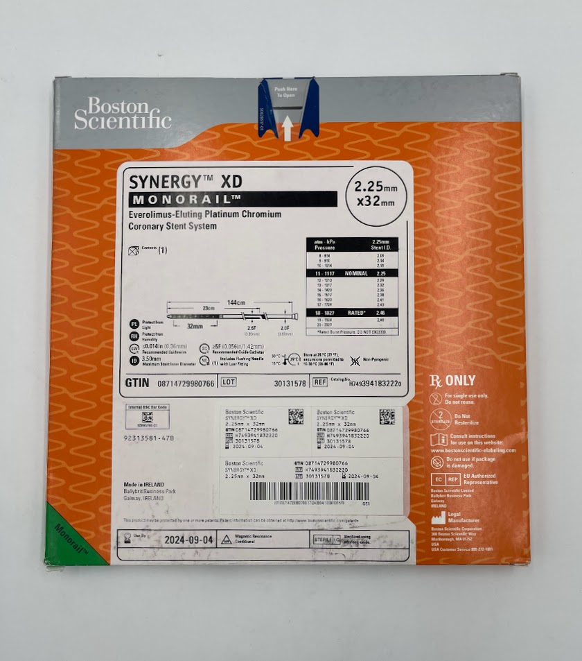 BOSTON SCIENTIFIC 394183222 Synergy XD Monorail Everolimus-Eluting Platinum Chromium Coronary Stent System 2.25mm x 32mm (X)