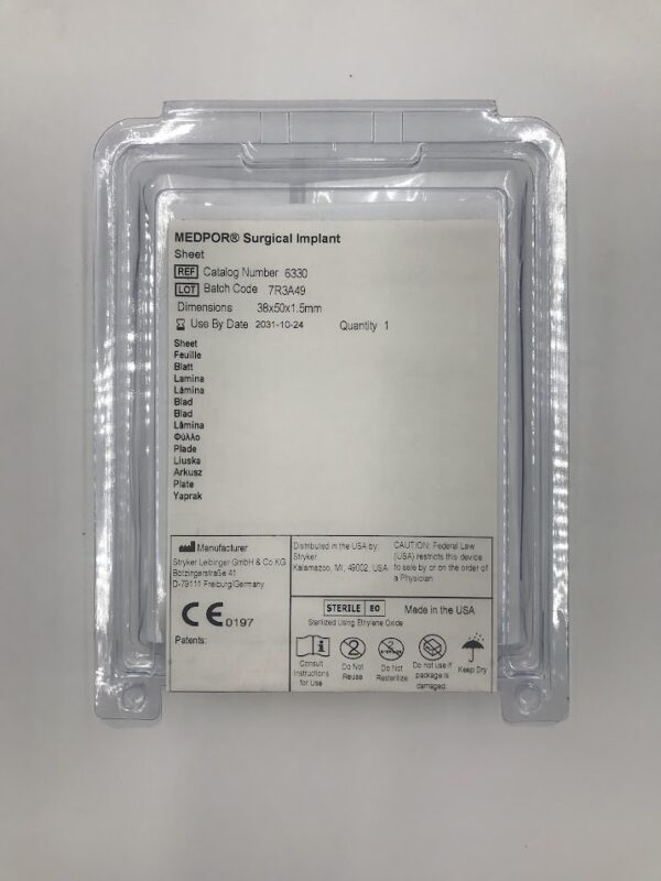 MEDPOR 6330 Surgical Implant Sheet 38 x 50 x 1.5mm