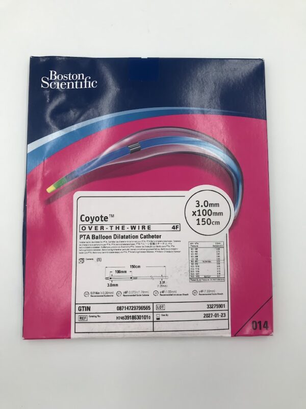 BOSTON SCIENTIFIC 3918630101 Coyote Over-The-Wire PTA Balloon Dilatation Catheter 4F 3.0mm x 100mm x 150cm (ID)