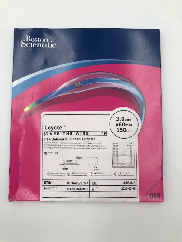 BOSTON SCIENTIFIC 3918630061 Coyote Over-The-Wire PTA Balloon Dilatation Catheter 4F 3.0mm x 60mm x 150cm