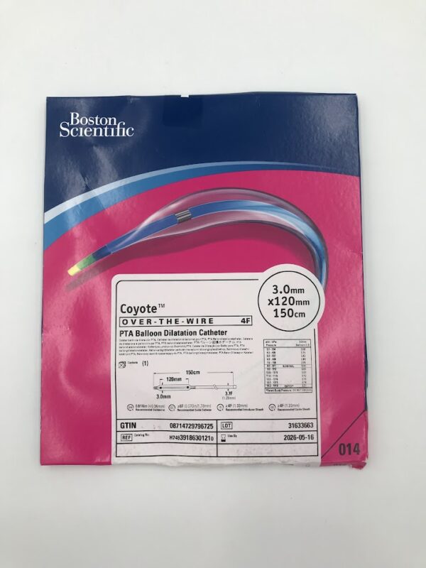 BOSTON SCIENTIFIC 3918630121 Coyote Over-The-Wire PTA Balloon Dilatation Catheter 4F 3.0mm x 120mm x 150cm