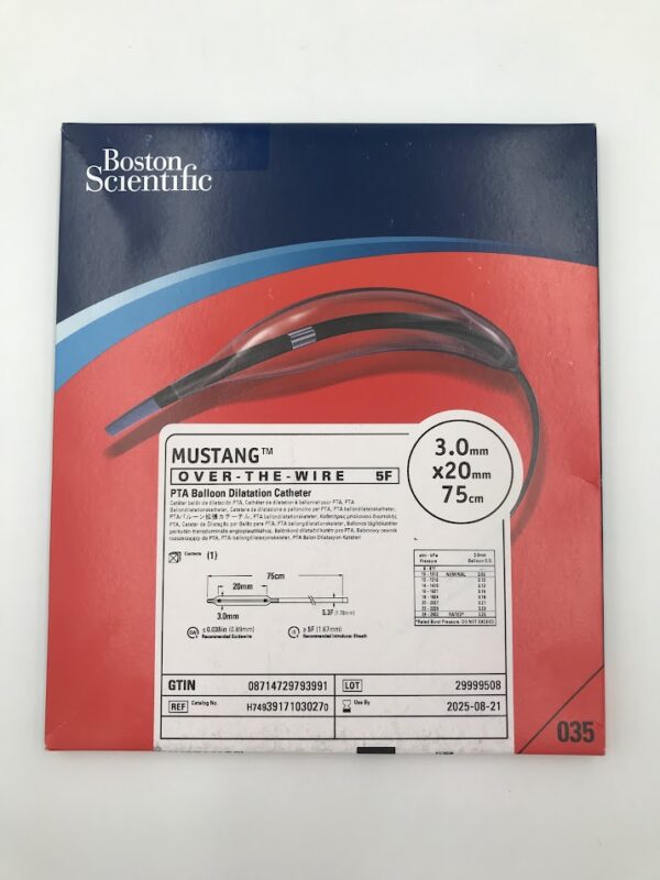 BOSTON SCIENTIFIC 3917103027 Mustang Over-The-Wire PTA Balloon Dilatation Catheter 5F 3.0mm x 20mm x 75cm (X)