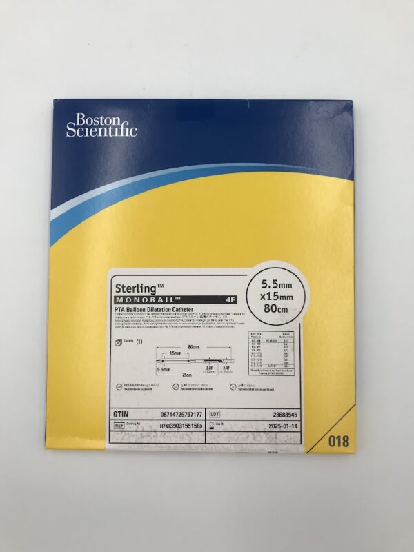 BOSTON SCIENTIFIC 3903155158 Sterling Monorail 4F PTA Balloon Dilatation Catheter 5.5mm x 15mm x 80cm (X)
