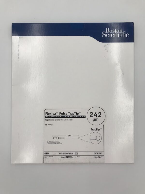 BOSTON SCIENTIFIC L840596 Flexiva Pulse Tractip Max Power: 50W Max Frequency: 100W Max Frequency: 80Hz High Power Single-Use Laser Fiber 242µm (X)