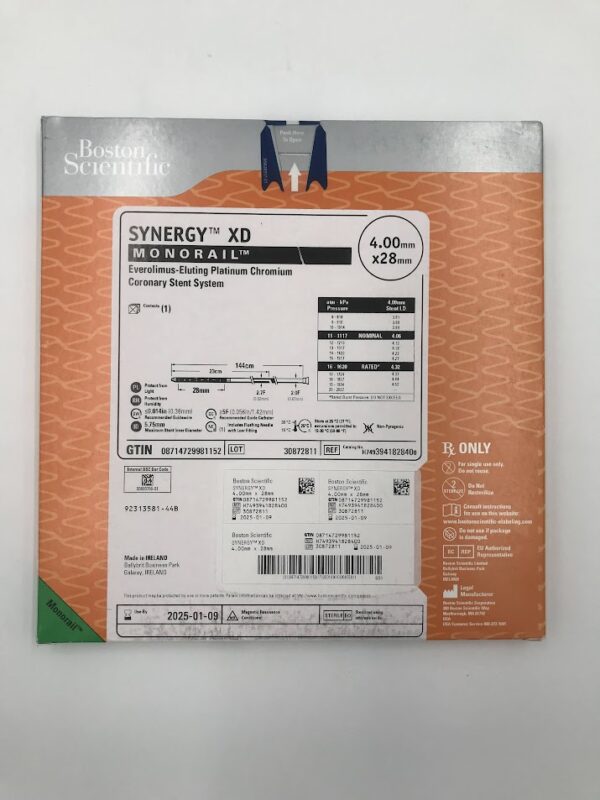 BOSTON SCIENTIFIC 394182840 Synergy XD Monorail Everolimus-Eluting Platinum Chromium Coronary Stent System 4.00mm x 28mm (X)