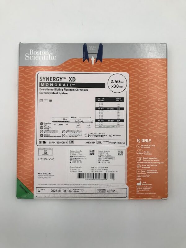 BOSTON SCIENTIFIC 394183825 Synergy XD Monorail Everolimus-Eluting Platinum Chromium Coronary Stent System 2.50mm x 38mm (X)