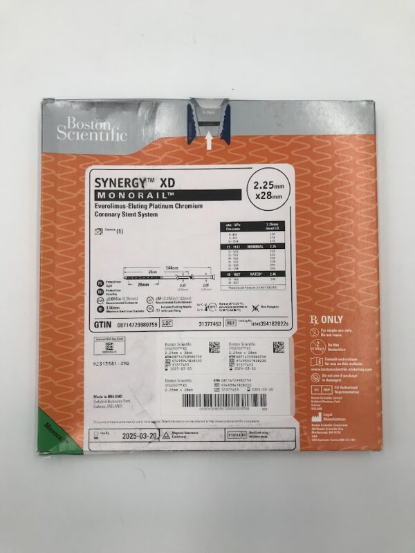 BOSTON SCIENTIFIC 394182822 Synergy XD Monorail Everolimus-Eluting Platinum Chromium Coronary Stent System 2.25mm x 28mm (X)