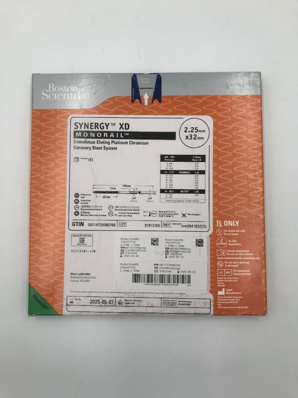 BOSTON SCIENTIFIC 394183222 Synergy XD Monorail Everolimus-Eluting Platinum Chromium Coronary Stent System 2.25mm x 32mm (X)