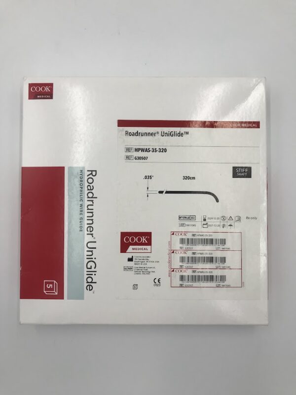 COOK G30506 Roadrunner UniGlide Hydrophilic Wire Guide 0.035" x 320cm Stiff Shaft (5/box) (X)