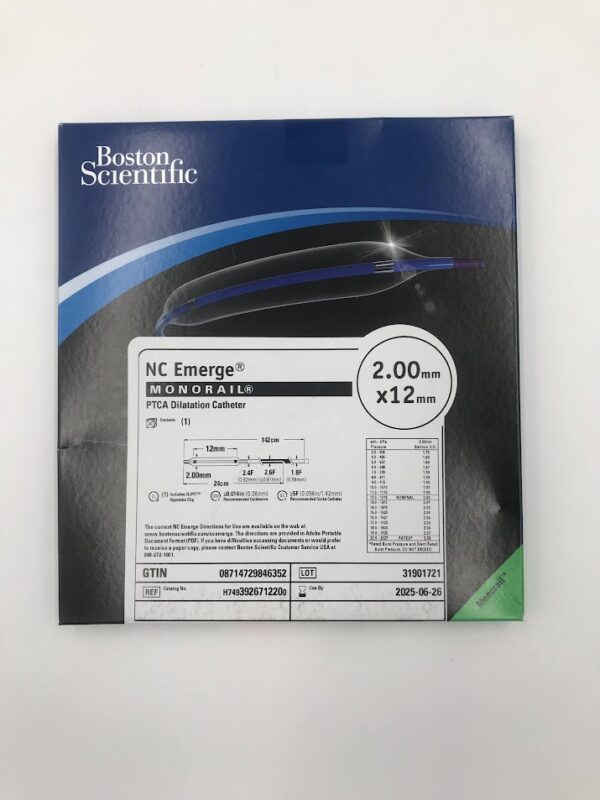BOSTON SCIENTIFIC 392671220 NC Emerge Monorail PTCA Dilatation Catheter 2.00mm x 12mm (X)
