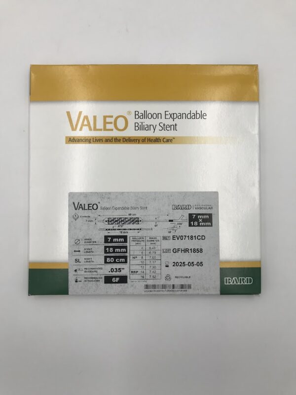 BARD EV07181CD Valeo Balloon Expandable Biliary Stent 6F x 7mm x 18mm x 80cm (X)