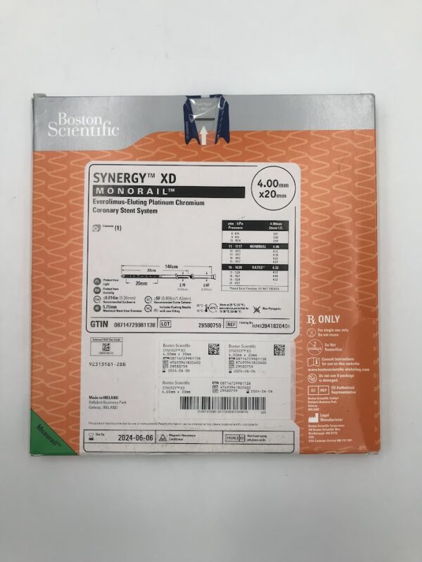 BOSTON SCIENTIFIC 394182040 Synergy Xd Monorail Everolimus-eluting Platinum Chromium Coronary Stent System 4mm x 20mm (X)