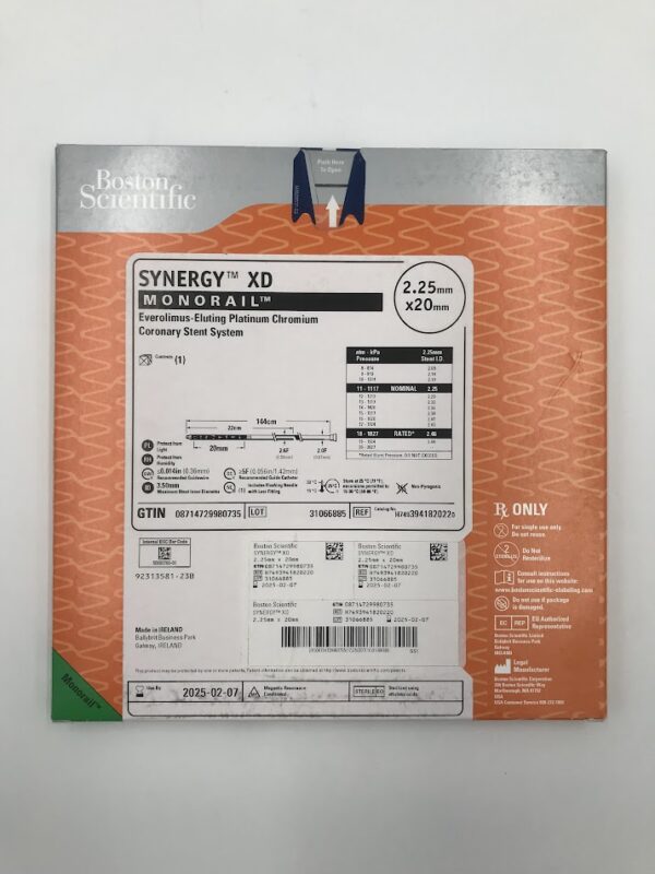 BOSTON SCIENTIFIC 394182022 Synergy Xd Monorail Everolimus-eluting Platinum Chromium Coronary Stent System 2.25mm x 20mm (X)
