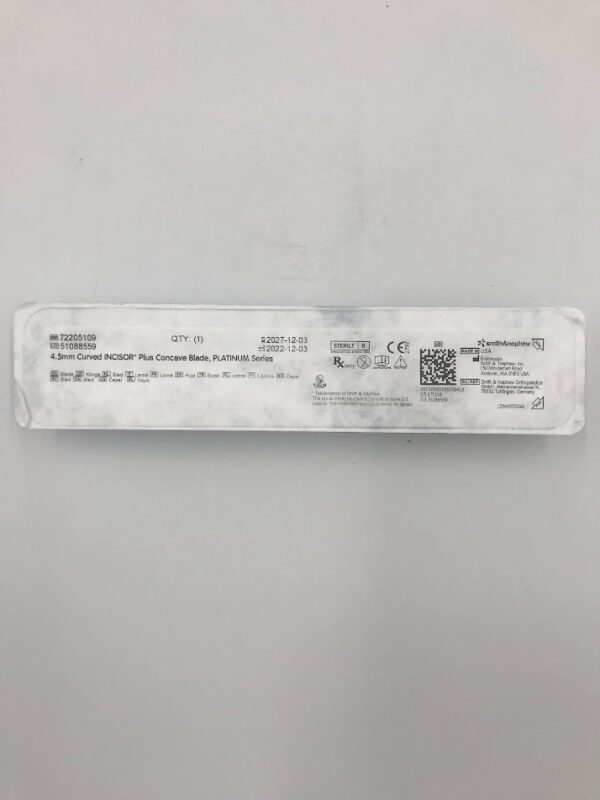 SMITH&NEPHEW 72205109 4.5mm Curved Incisor Plus Concave Blade Platinum Series