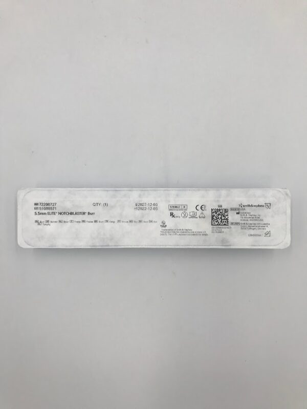 SMITH&NEPHEW 7220027 Dyonics Arthroscopic Abrader Notchblaster Elite Bur (Blue, Bright Peach) 5.5 diam.
