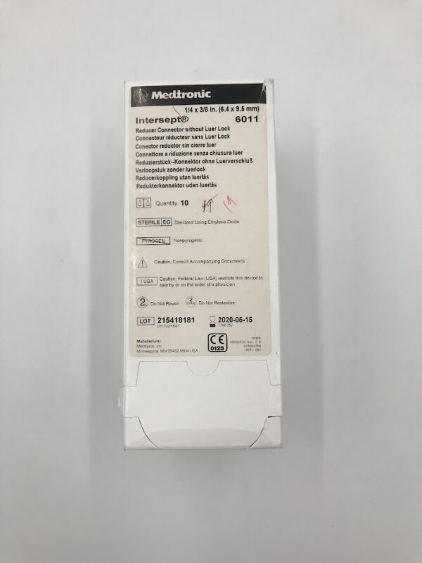 MEDTRONIC 6011 Intersept Reducer Connector Without Luer Lock 1/4 x 3/8 in. (6.4 x 9.5mm) 10/Box (X)