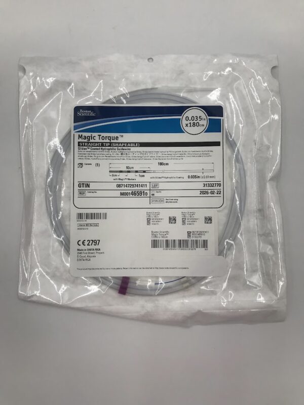 BOSTON SCIENTIFIC 46591 Magic Torque Straight Tip (Shapeable) Glidex Coated Hydrophilic Guidewire 0.035in x 180cm (No Box)(ID)