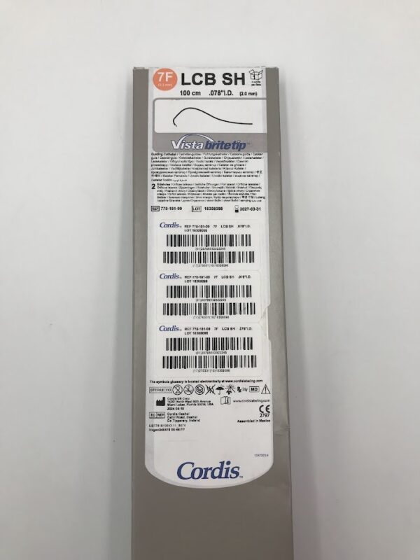CORDIS 778-181-00 LCB SH Vista BriteTip Guiding Catheter 7F x 100cm, .078" I.D.