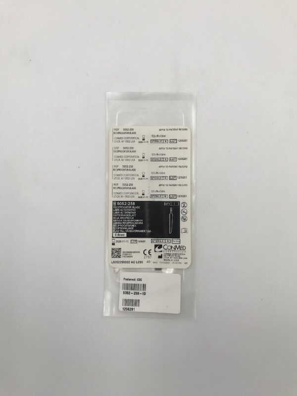 CONMED 5052-258 Reciprocator Blade 12.5 x 89 x 0.6mm