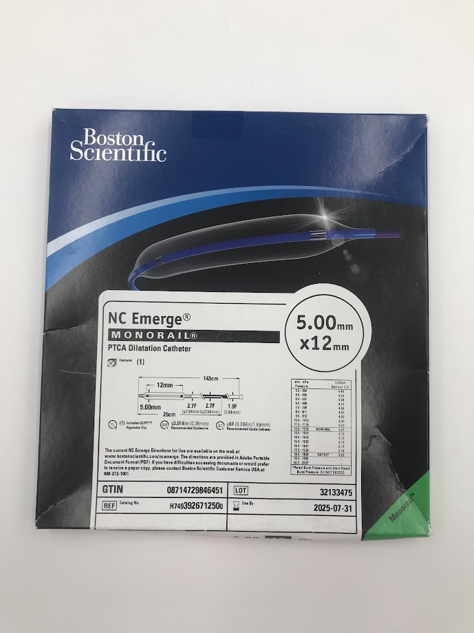 BOSTON SCIENTIFIC 392671250 NC Emerge Monorail PTCA Dilatation Catheter 5.00mm x 12mm (X)