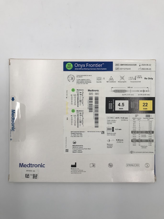 MEDTRONIC ONYXNG45022UX Onyx Frontier Zotarolimus-Eluting Coronary Stent System Stent I.D. 4.5mm x Stent Length 22mm (X) - Image 2