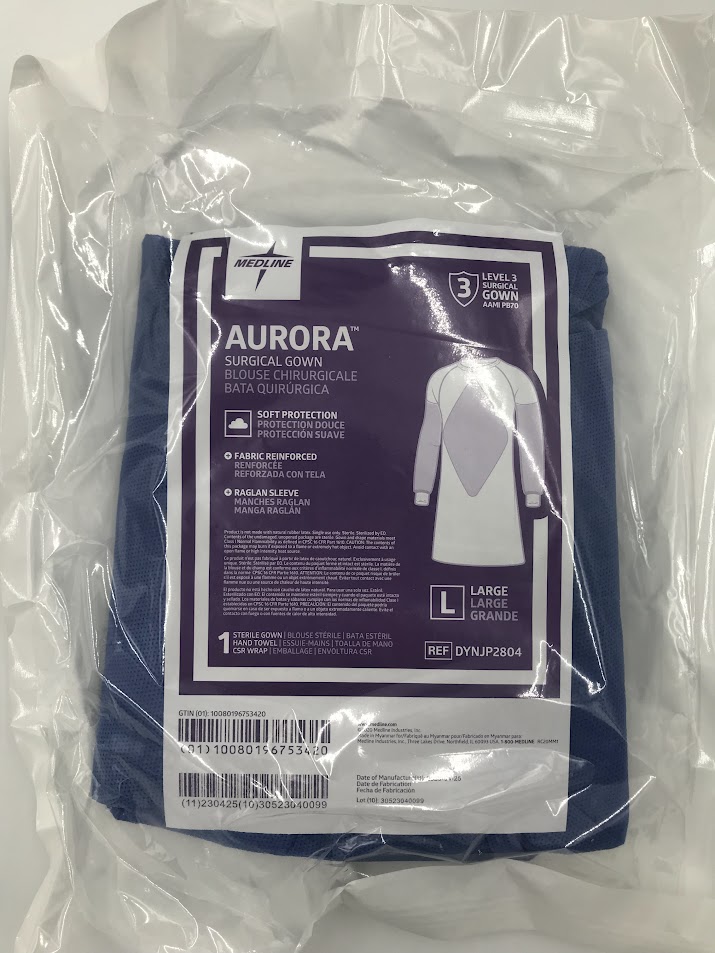 MEDLINE DYNJP2804 Aurora Surgical Gown Fabric Reinforced Large Level 3
