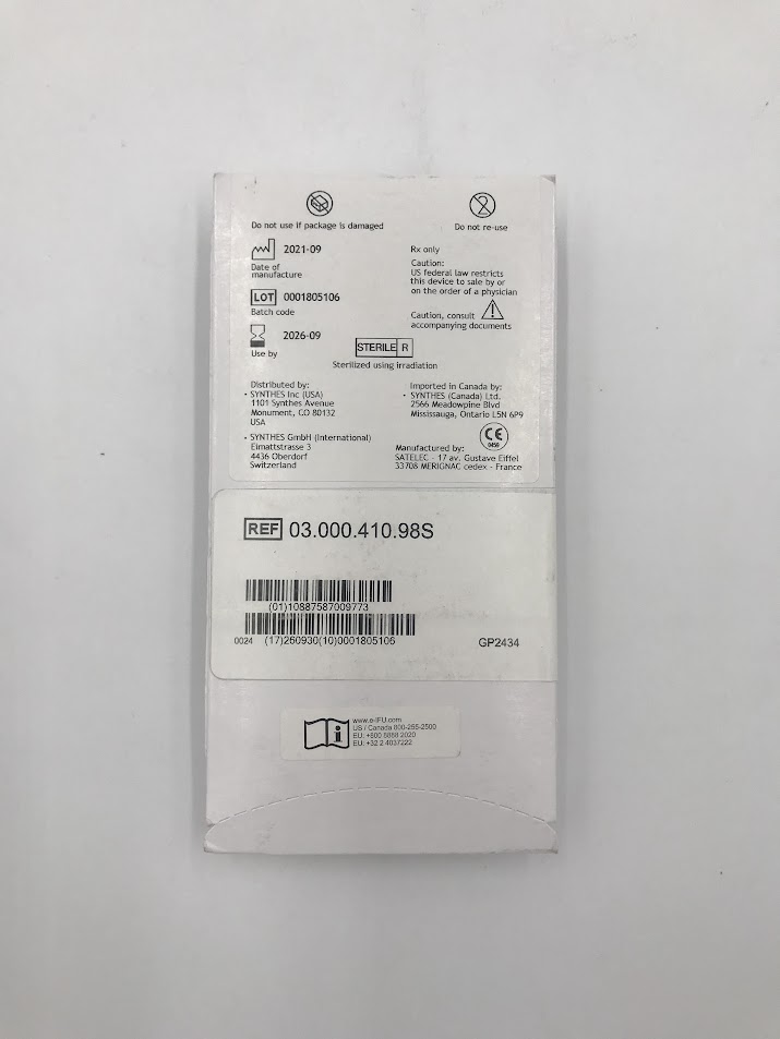 SYNTHES 03.000.410.98S Diamond Round 21.9mm x 12.4mm x 1.8mm