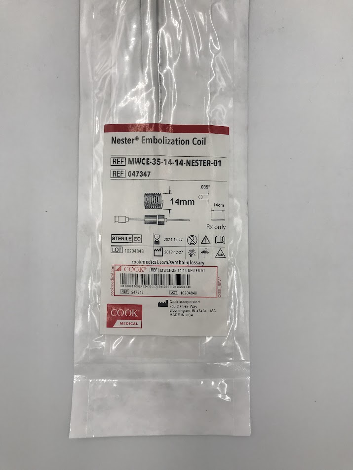 COOK G47347 Nester Embolization Coil 14mm / 14cm .035" Diam. (X)