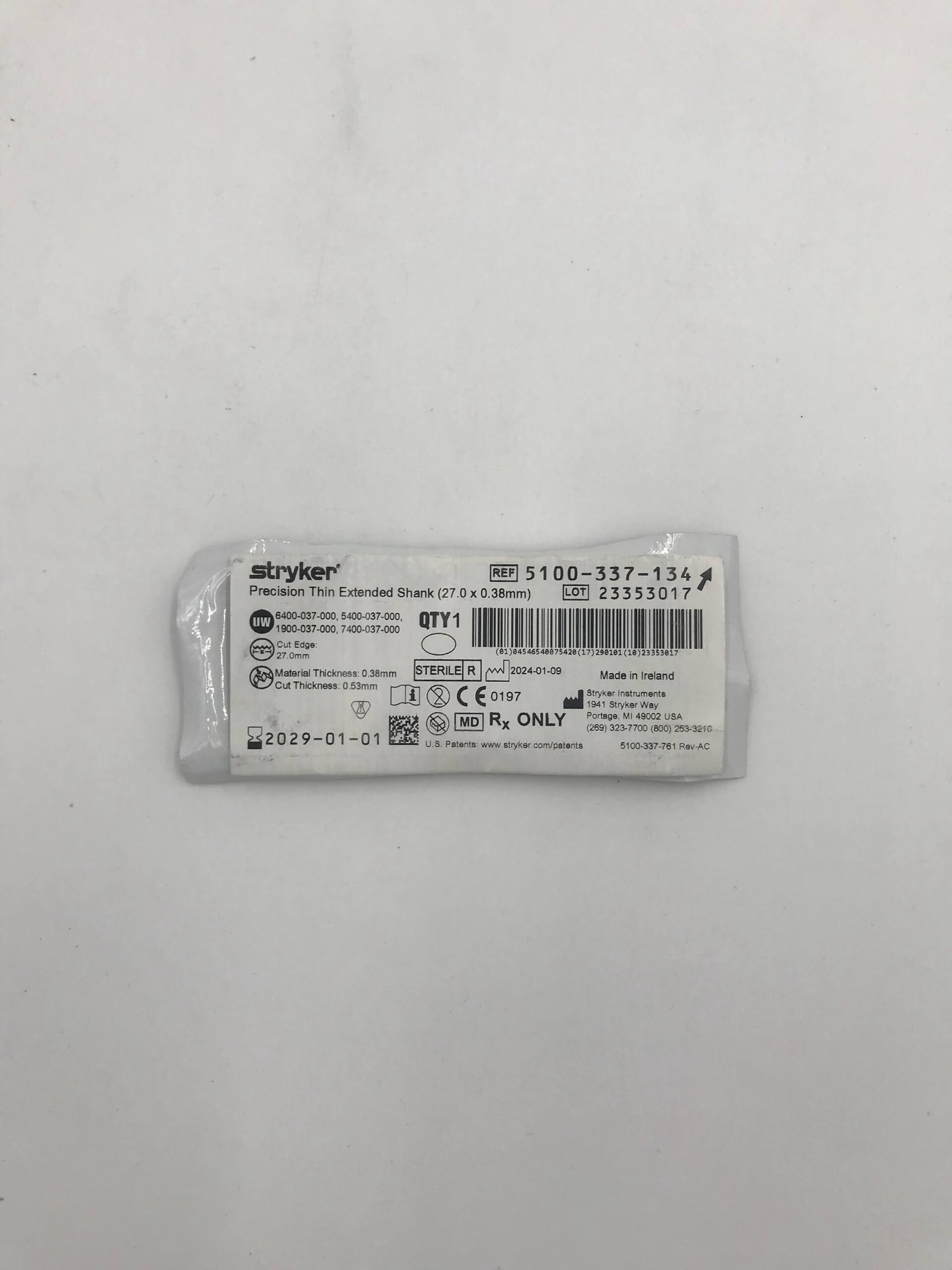 STRYKER 5100-337-134 Precision Thin Extended Shank (27.0 x 0.38mm)