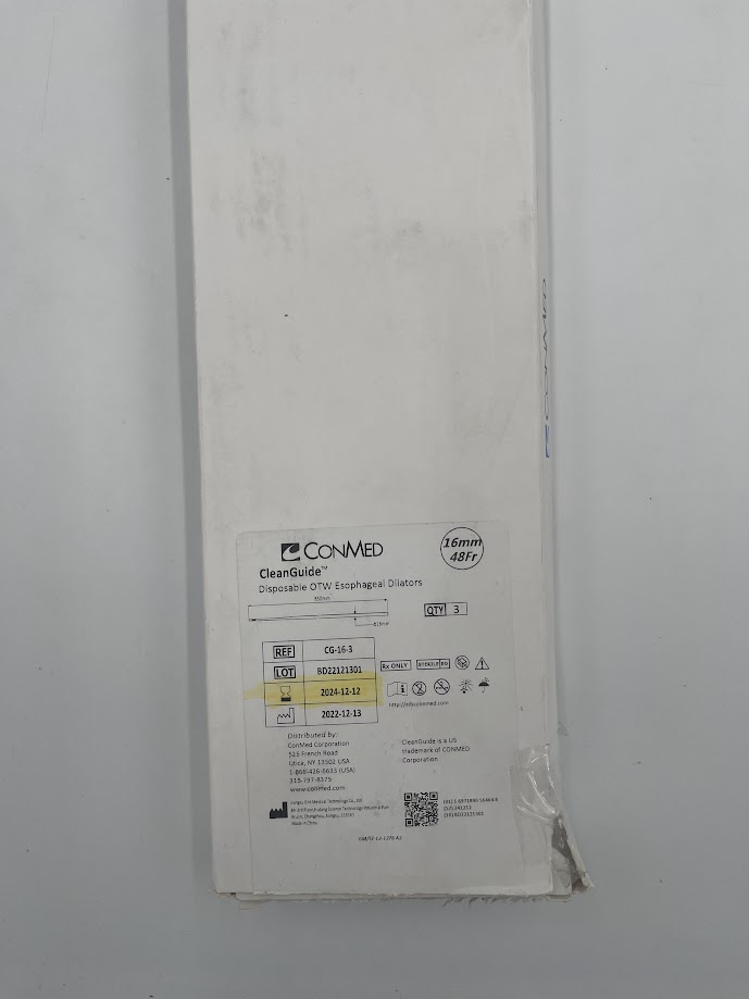 CONMED CG-16-3 Disposable OTW Esophageal Dialtors 16mm x 48FR (X)